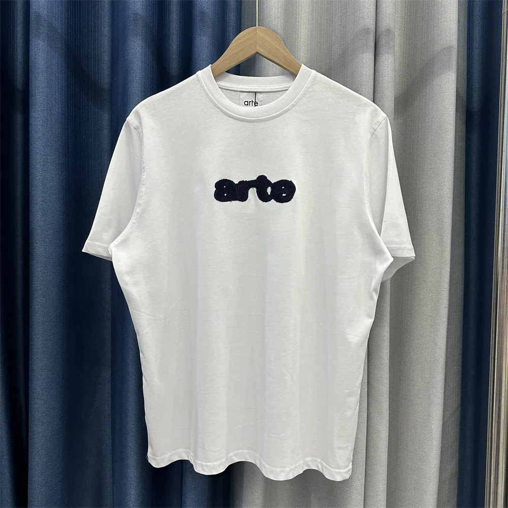 

New Arte T-shirts Black Letter Logo Print Somple White ARTE Short Sleeve Tops