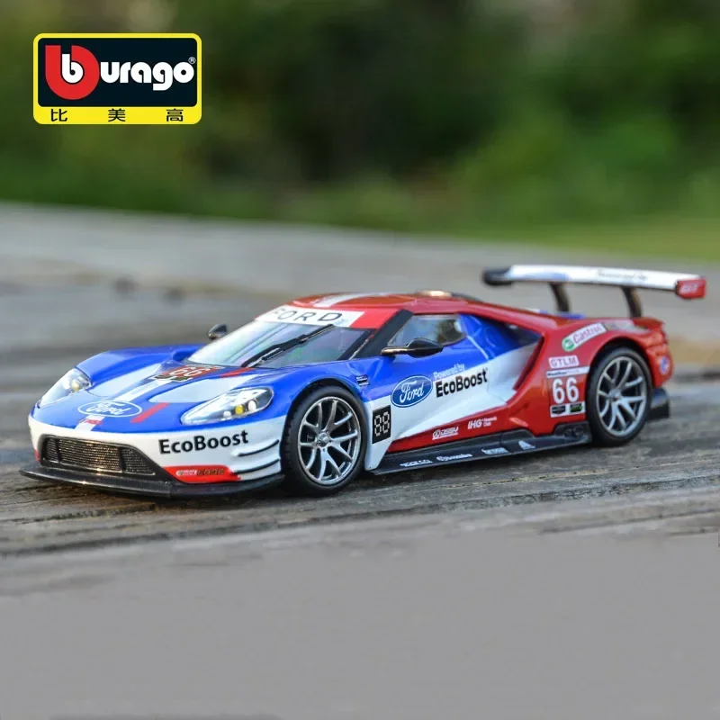 Bburago 1:32 2017 Ford GT #66 #67 Le Mans Alloy Racing Car Model Diecasts Metal Toy Sports Car Model Simulation Childrens Gifts