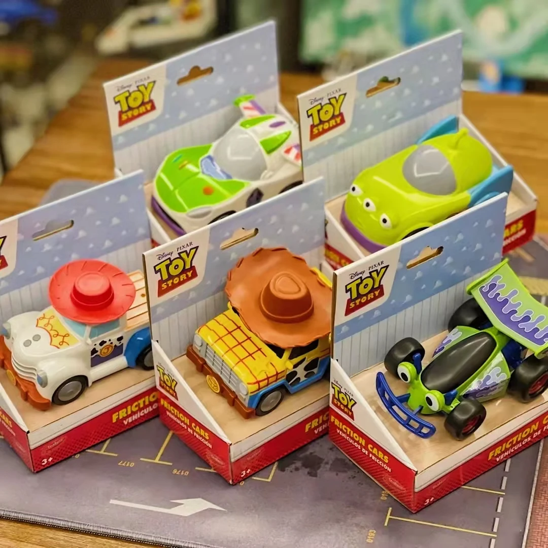 Disney Toy Story Woody Buzz Lightyear Jessie Rex Alien Mickey Minnie Figure Cartoon Model Inertial Pull-Back Car Collection Gift