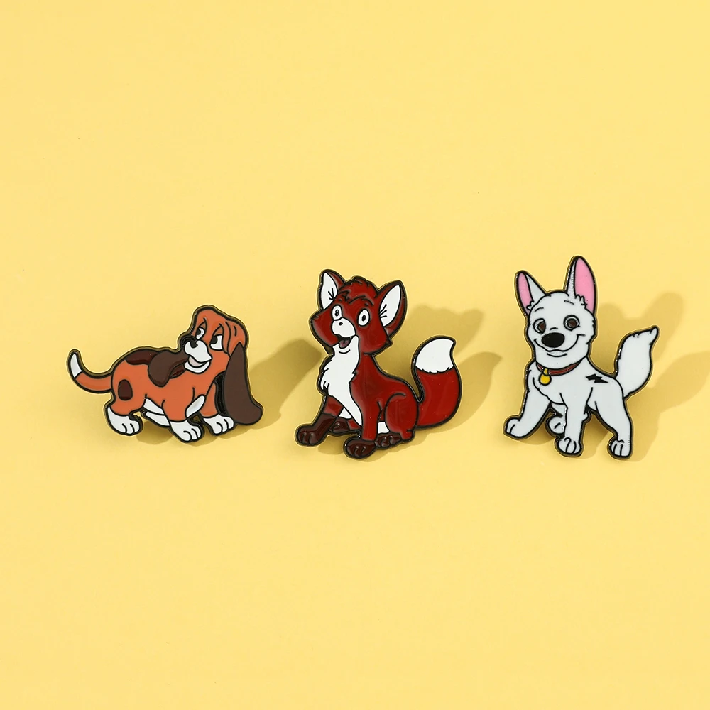 Broche en Émail du Dessin Animé Renard et le Chien, Danemark ge en Métal, Bijoux, Sac à Dos, Accessoires pour Vêtements, Cadeaux pour Ami, 3 Pièces