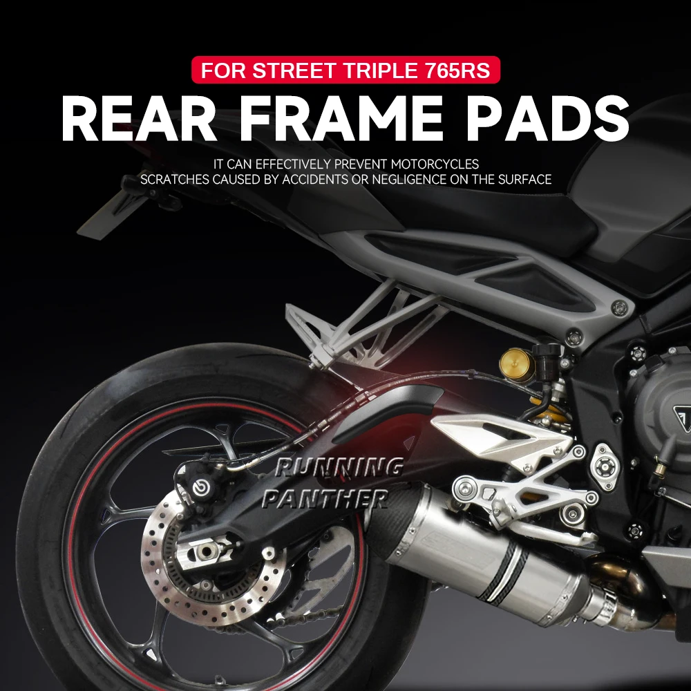 New Motorcycle Accessorie Side Rear Frame Pads Edge Scrape Strips Guard Sticker For STREET TRIPLE 765 RS For Street Triple 765RS