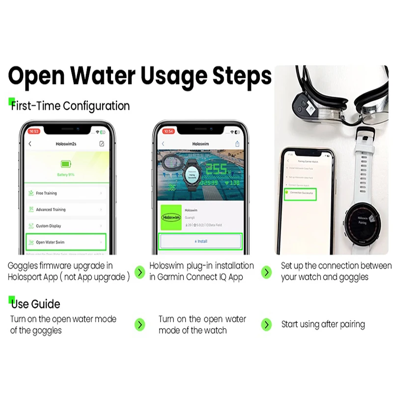 Holoswim 2S AR نظارات السباحة الذكية مكافحة الضباب نظارات السباحة جهاز تعقب للياقة البدنية OLED يظهر المقاييس نظارات