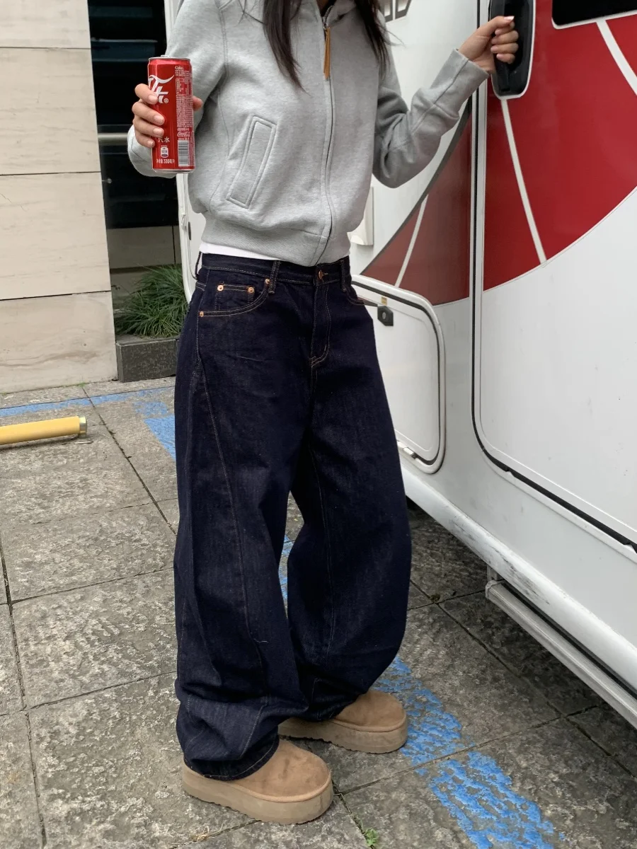 

T Vintage k Sle Faionable Denim Jeans l Waist Long Pants Women's Loose Harlan Pants Original Color New Arrival