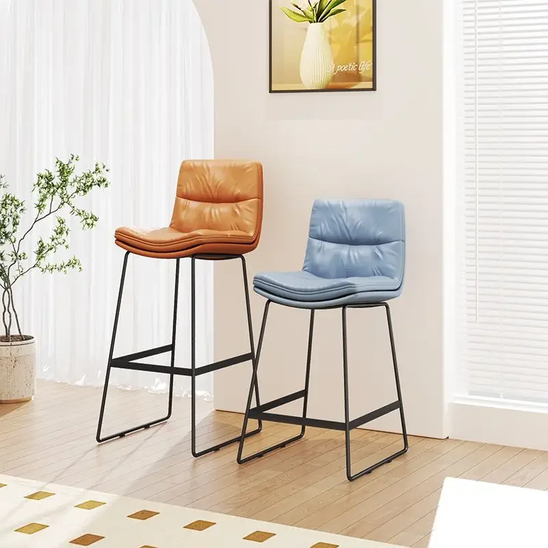 

Nordic Backrest Bar Stools Light Luxury High Legged Chair Nail Art Modern Minimalist Cash Register Chairs Coffee Shop Furniture