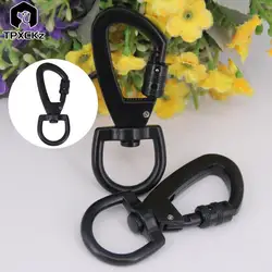 Multifunctional D-type Buckle Auto Locking Carabiner With Swivel Rotating Ring For Outdoor Keychain Pet Leash Hook
