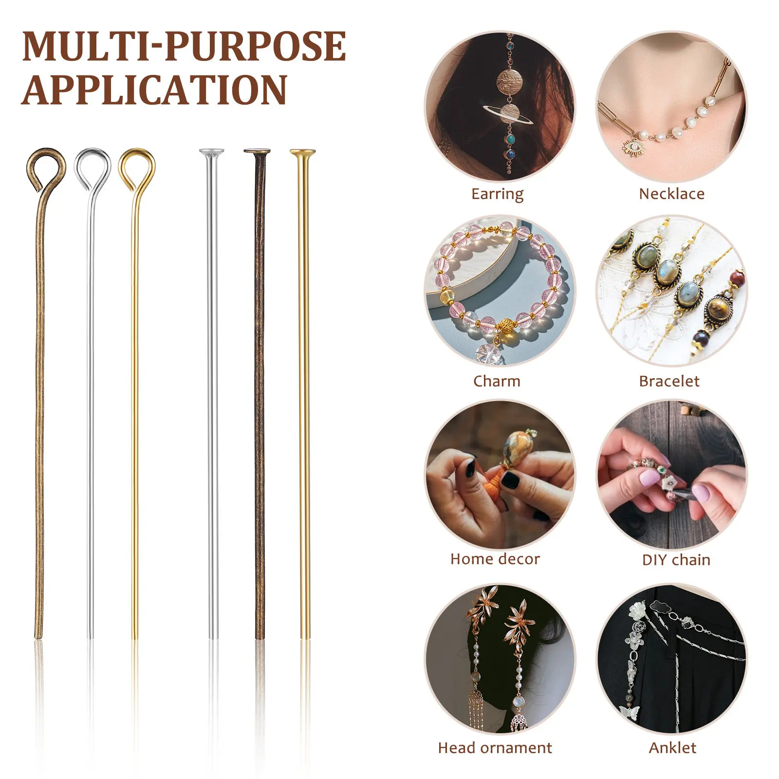 1Set Jewelry Making Supplies Eye Pins Flat Head Pins Bulk Jewelry Findings Tools for Earrings Necklace Bracelet - view 6