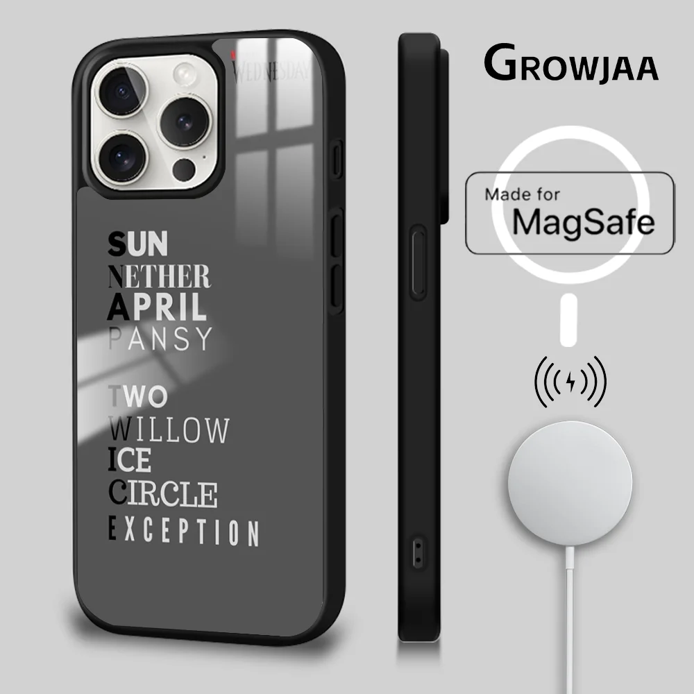 

W-Wednesday A-Addams Family Magsafe Phone Case For iPhone 15 14 13 12 11 Pro Max Plus Mini Mirror Wireless Magnetic Cover