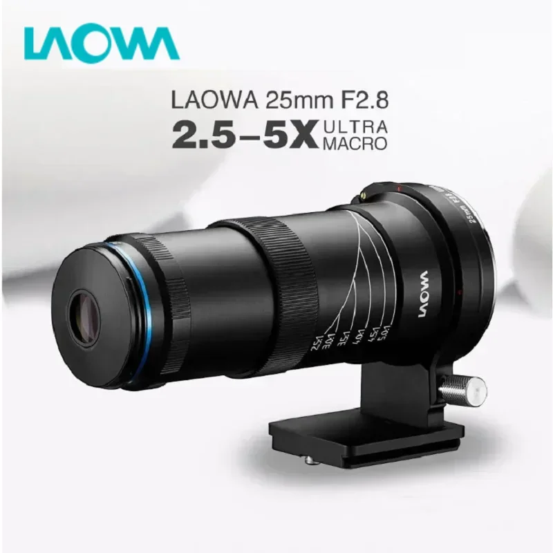 Laowa 25mm f2.8 2.5-5X Ultra Macro Lens With Mount and Light for