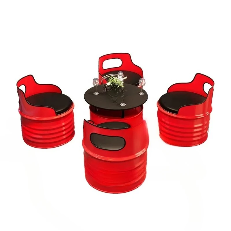 

Industrial style creative oil bucket sofa bar table and chairs barbecue milk tea shop negotiation area coffee table