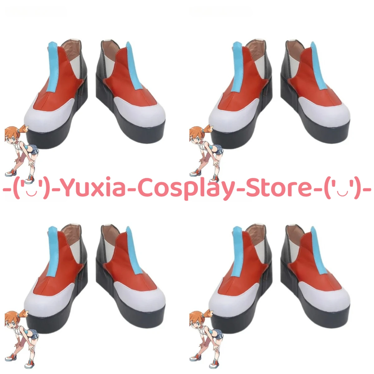 

Yuxiacosplay! Pkemon Misty Cosplay Shoes Anime Game Character Prop PU Leather Boots Halloween Carnival Party Costume