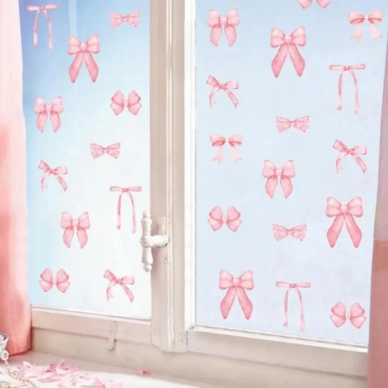 

U13F Pink Wall Stickers Room Stickers Bowknot Decals Aesthetic Art Decoration