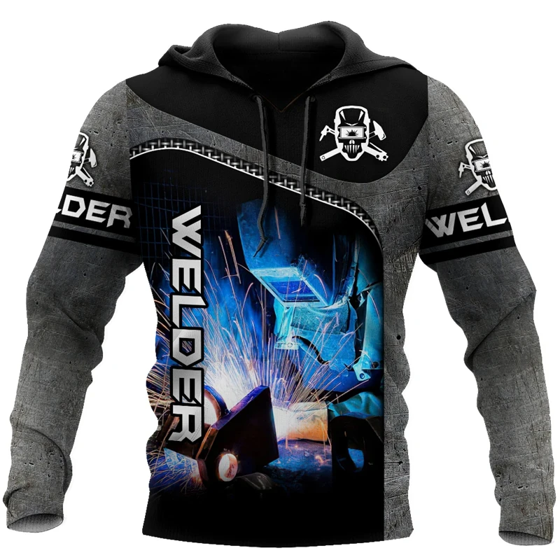 Welder Graphic Hoodies For Men Fashion Personalised Uniform Welder Pullovers Casual Hooded Sweatshirts Oversized Men Clothing