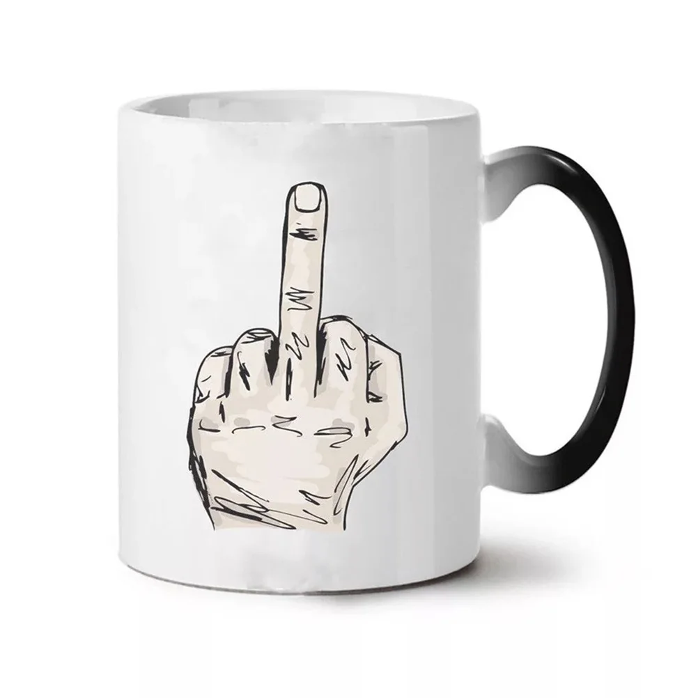 

color change mugs coffee mugs ceramic mugs finger up mugs color changing mug heat mug