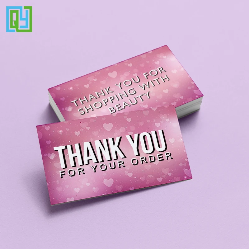 Free Shipping 30pcs 90x54mm Thank You For Your Order Pink Heart Small Business Cards Greeting Appreciation Cardstock For Gift