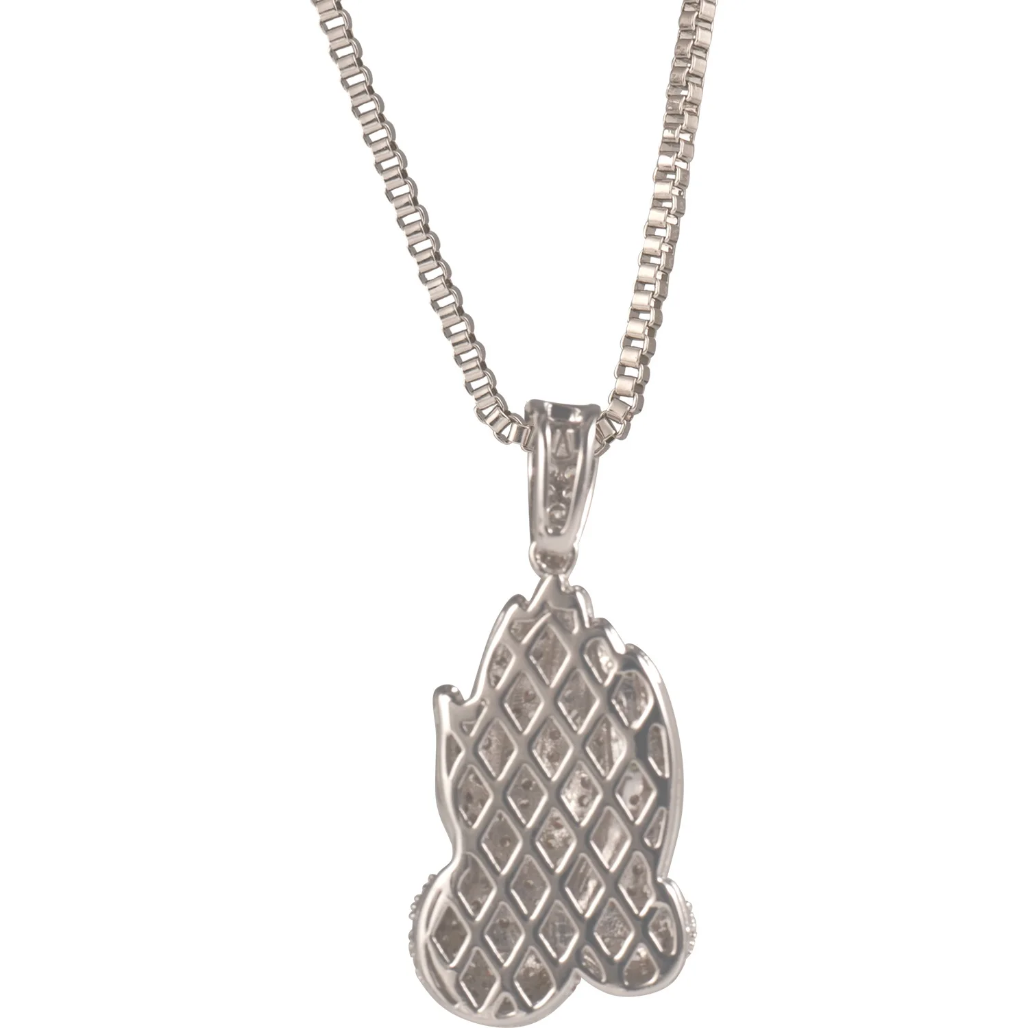 Gold Pendant for Cuban Link Prayer Hand Pendant Hip Hop Full Zircon Necklace Fashion Jewelry