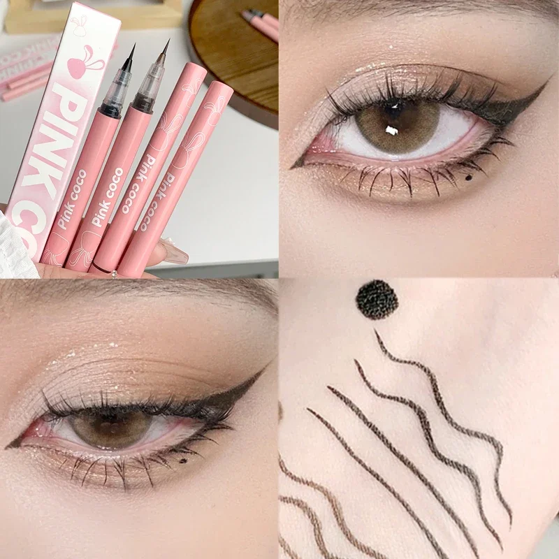 Ultra Thin Matte Eyeliner Pen Waterproof Non Smudging Lasting Black Brown Lying Silkworm Liquid Eye Liner Eyes Makeup Cosmetic