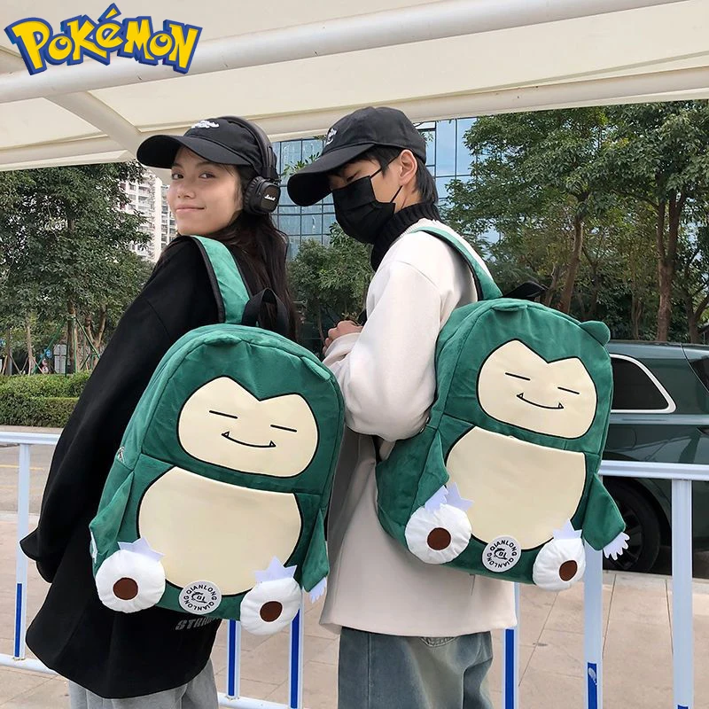 

Pokemon Anime Snorlax Plush Backpack Children Large Capacity Backpack Student School Bag Outdoor Travel Backpack Birthday Gift