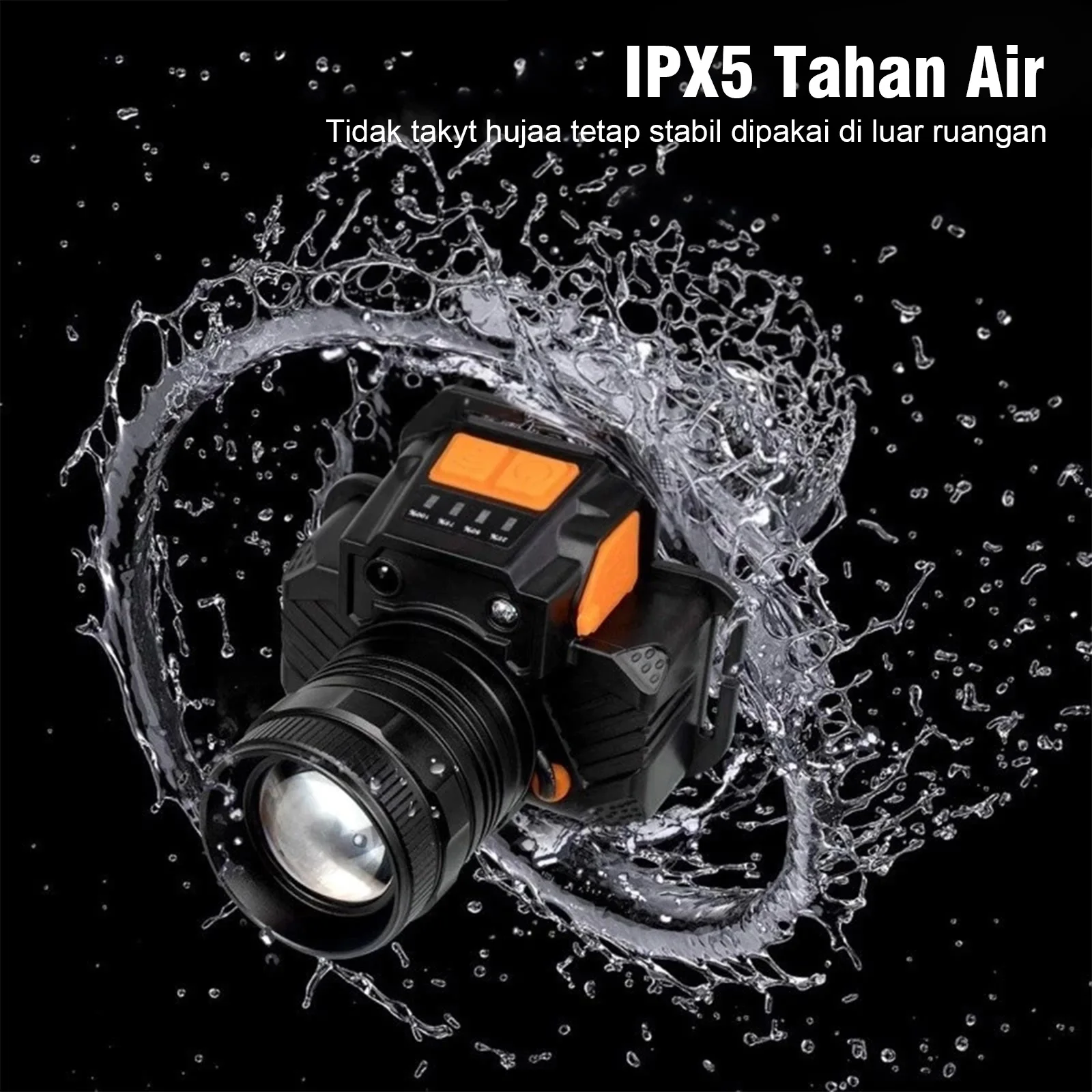 Rechargeable LED Headlamp 3-Level Brightness Super Bright Hard Hat Light IPX4 Waterproof for Running Camping Hiking Cycling