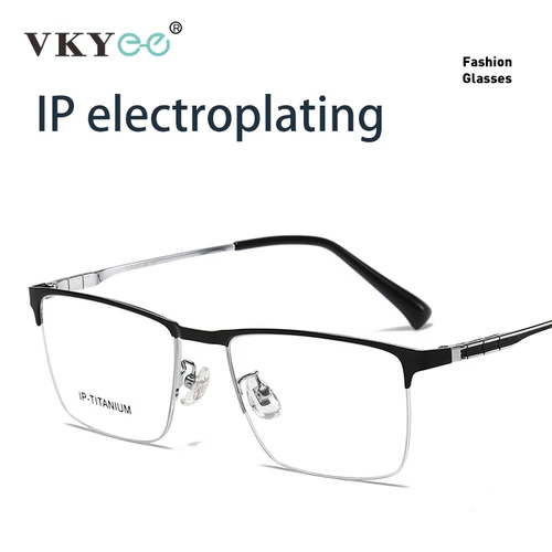 Imagen 2 del producto VKYEE, montura de titanio ultraligera Simple, diseño cuadrado de negocios, gafas antiluz azul para hombres, se pueden personalizar con prescripción