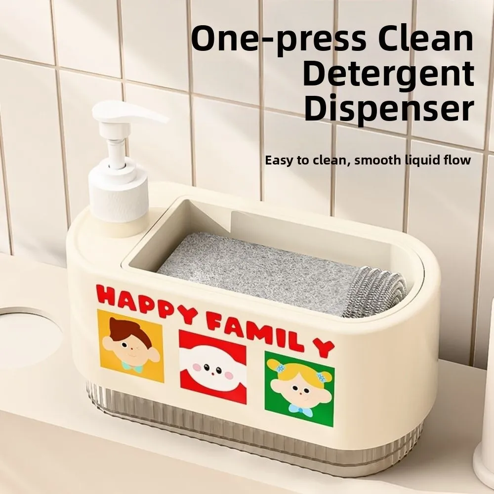 2-in-1 Kitchen Hand Soap Dispenser Refillable Leak-Proof Liquid Soap Container Detachable with Sponge Sponge Holder Dish Washing