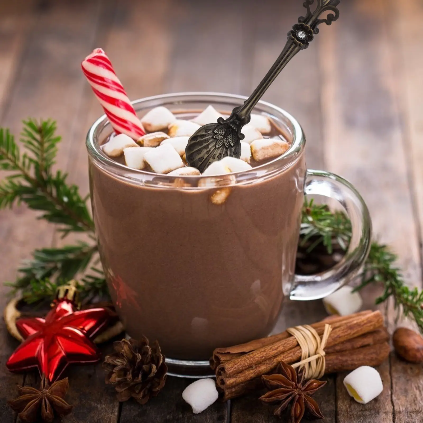 4Pcs Zinc Alloy Coffee Spoons Rustproof Mixing Spoons for Iced Coffee Lemonade Dessert Ice Cream Cocktail Stirring