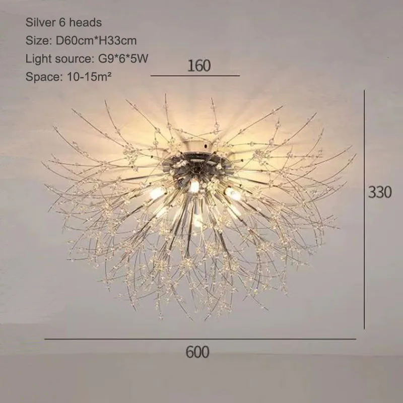 Nordic Kristallen Kroonluchter Moderne Paardebloem Kroonluchter Plafondlamp Woonkamer Slaapkamer Eetkamer Interieur Decoratieve Lamp