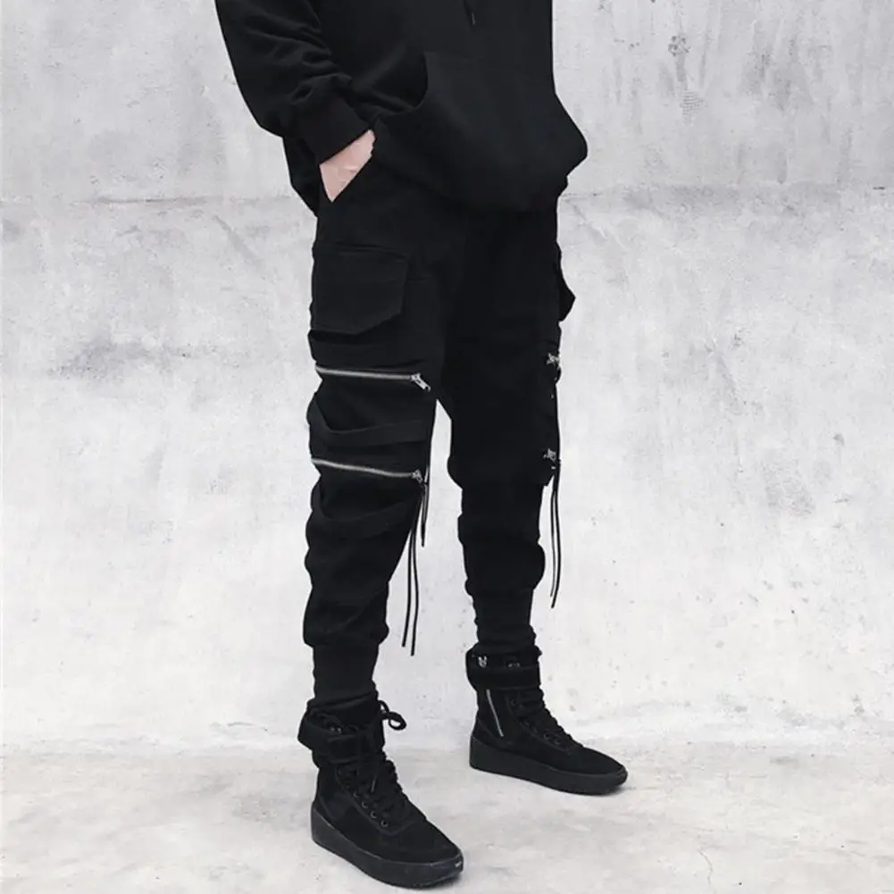 

Cargo Pants Hip Hop Joggers Men Loose Harem Pants Multi-pocket Ribbon Men's Pants Trousers Casual Streetwear for Men