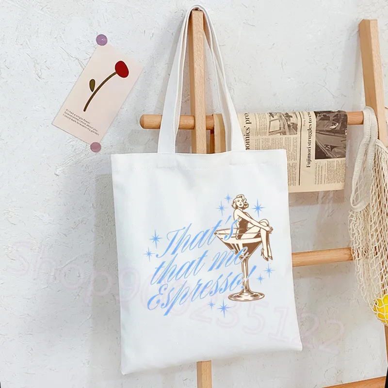 Martini Glass Handbag Reusable Grocery Print Cartoon Dachshund Shopping Bag Canvas Bags Unisex Cotton Shoulder Bag