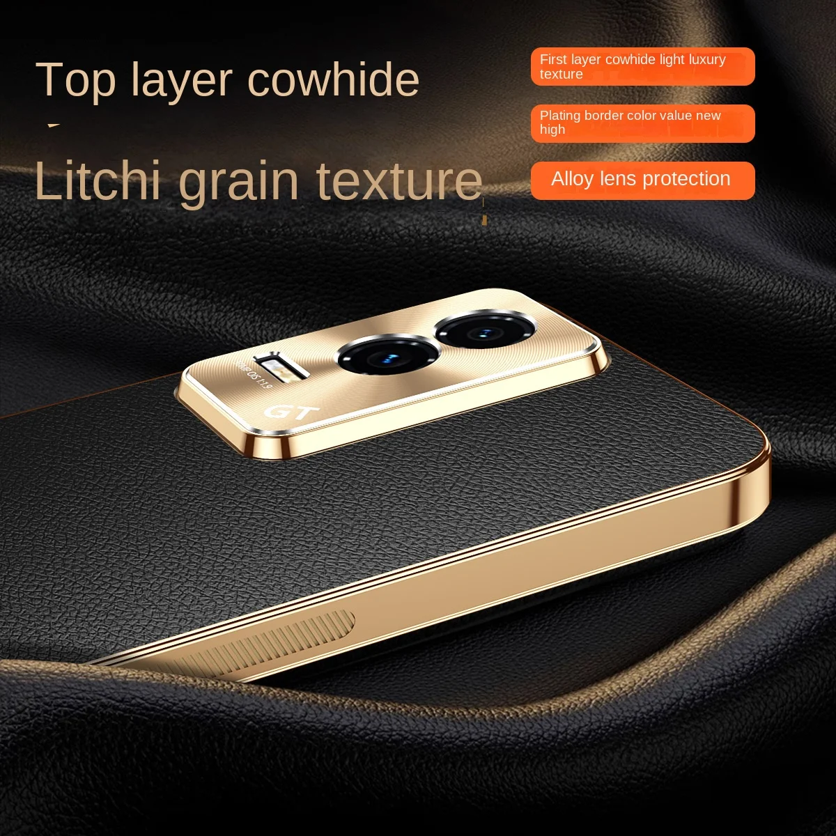 Luxury Vegan Leather Phone Case For Honor GT Case Lens Protection Electroplated Soft Edge Shockproof Back Cover