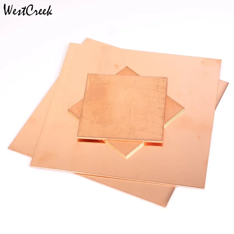 WESTCREEK Customizable T2 Copper Metal Sheet Plate with Excellent Mechanical Behavior - 50x50mm Thick 0.3mm 0.5mm