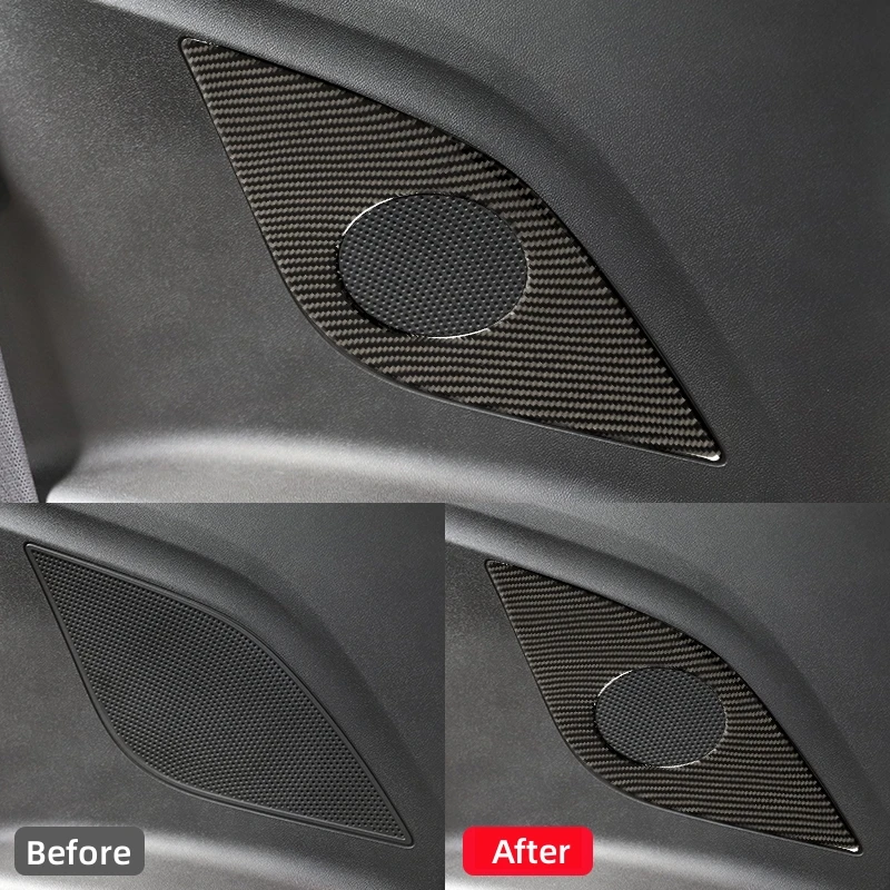 For Chevrolet Camaro 2017-2022 Accessories Carbon Fiber Interior Car Rear Door Horn Decorative Frame Sticker Trim Cover
