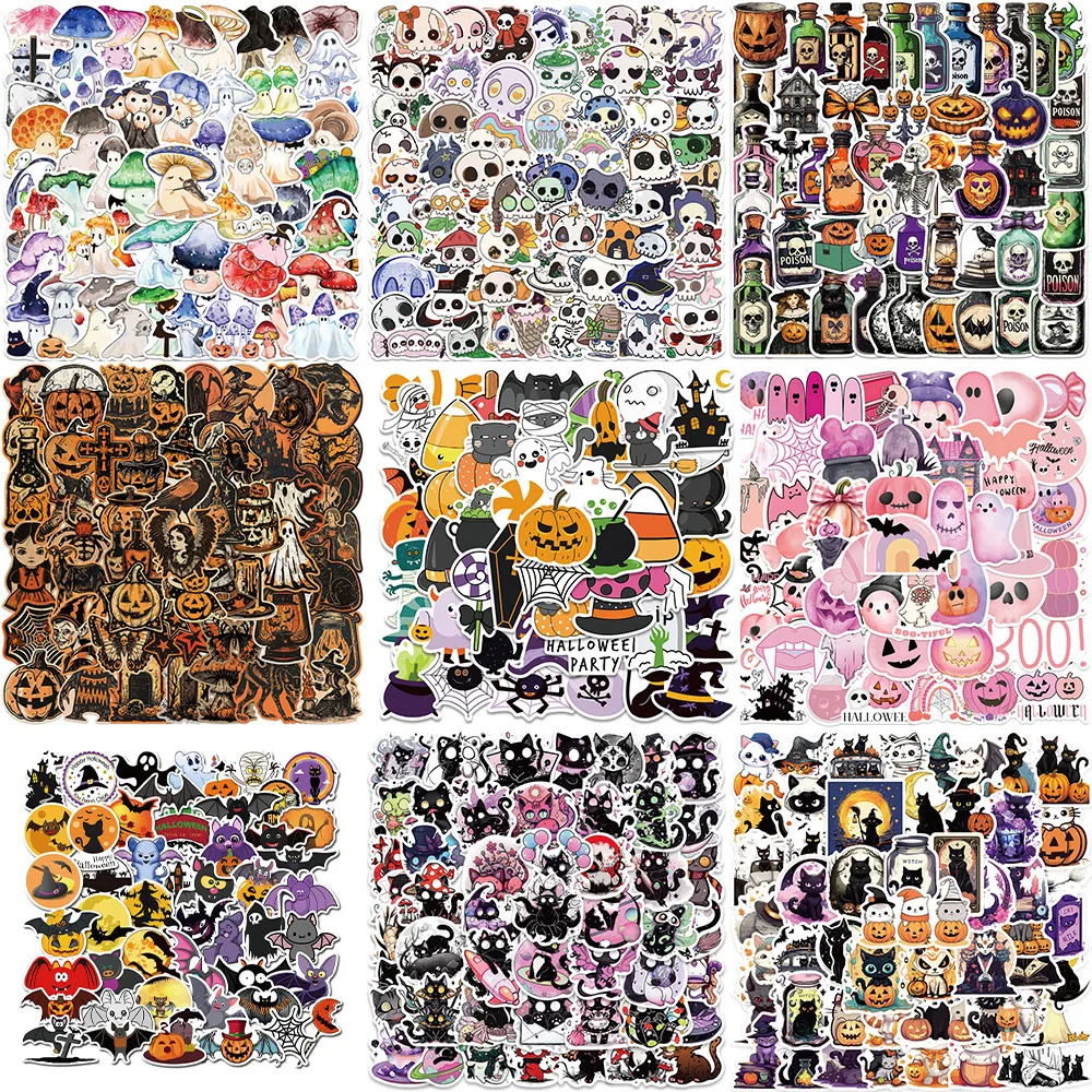 50PCS Halloween Katze Graffiti Aufkleber Nette Katze Cartoon Aufkleber Notebook Telefon Gitarre Tasse Skateboard Wasserdichte Aufkleber Kind Spielzeug