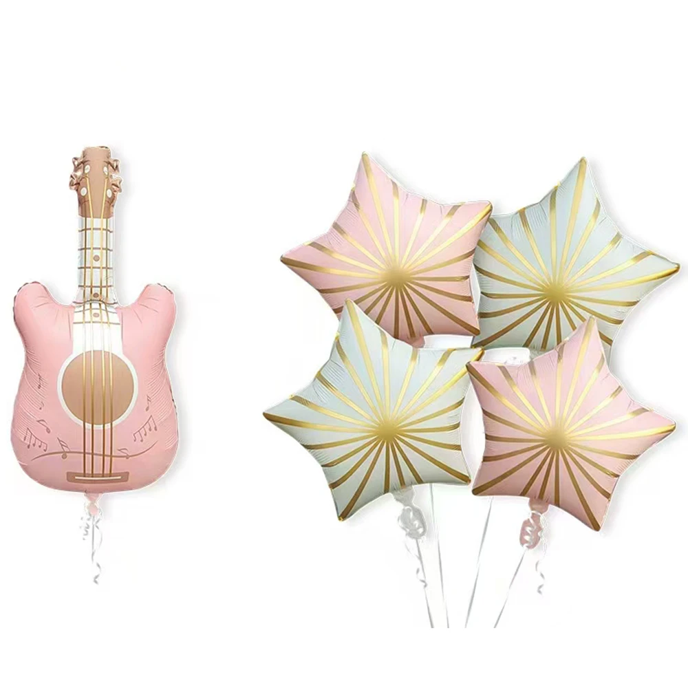 

5pcs guitar Balloons Retro 80s-90s HipHop Party Decor Guitar Notes Music Themed Party Setup for Graduation Wedding, Birthday