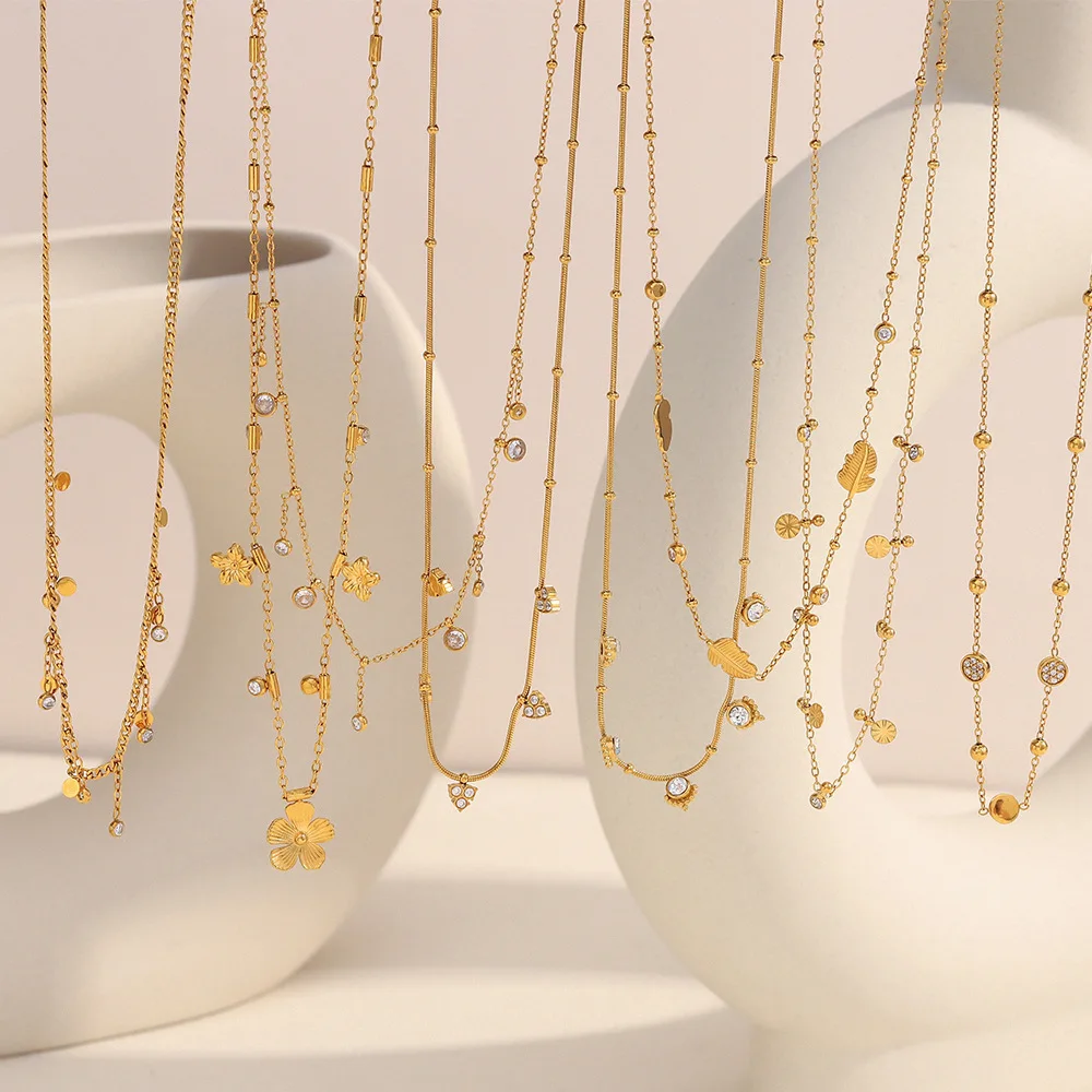 

New Trendy Light Luxury Exquisite Rhinestone Tassel Necklace Gold Plated Stainless Steel Gift