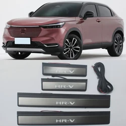 4PCS ABS Stainless Steel Led Door Sill Scuff Plate Auto Pedals Protector Cover For Honda HRV HR-V 2023 2024