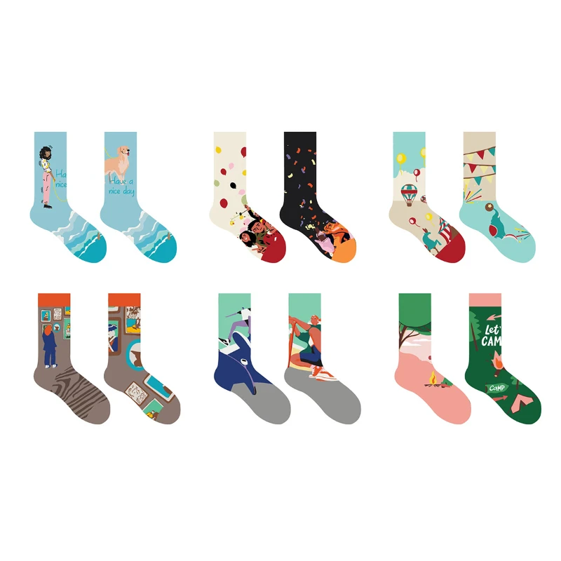 New European and American AB face mid tube trendy socks for women, trendy street cotton socks for men