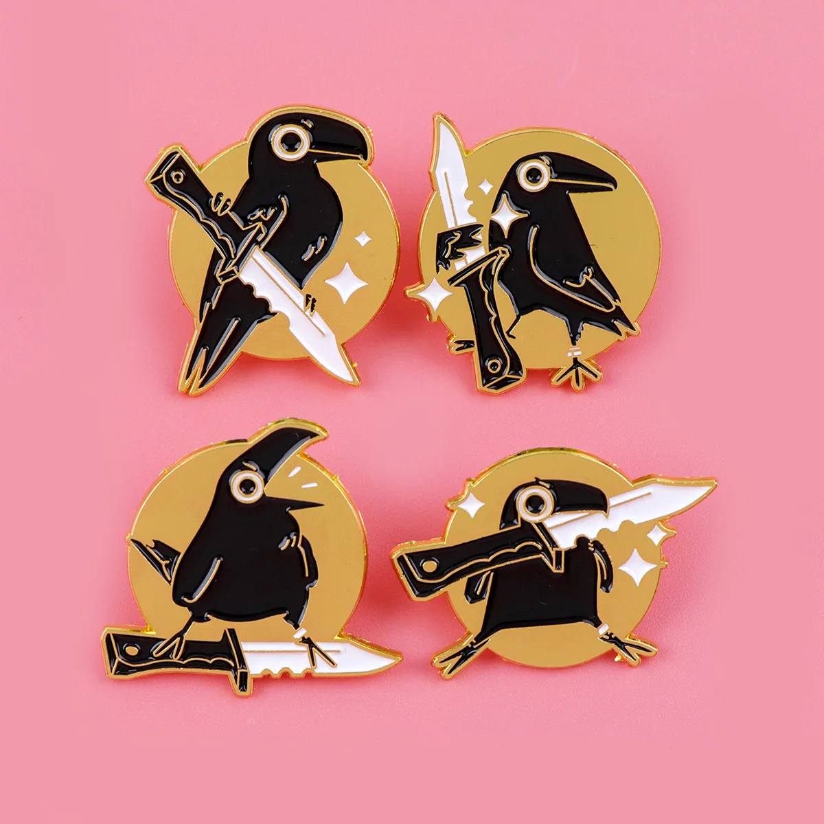 Coole dunkle Krähe Emaille Pin Revers Kiefern für Rucksäcke Cartoon Tiere Vogel Broschen für Frauen Modeschmuck Accessoires Geschenke