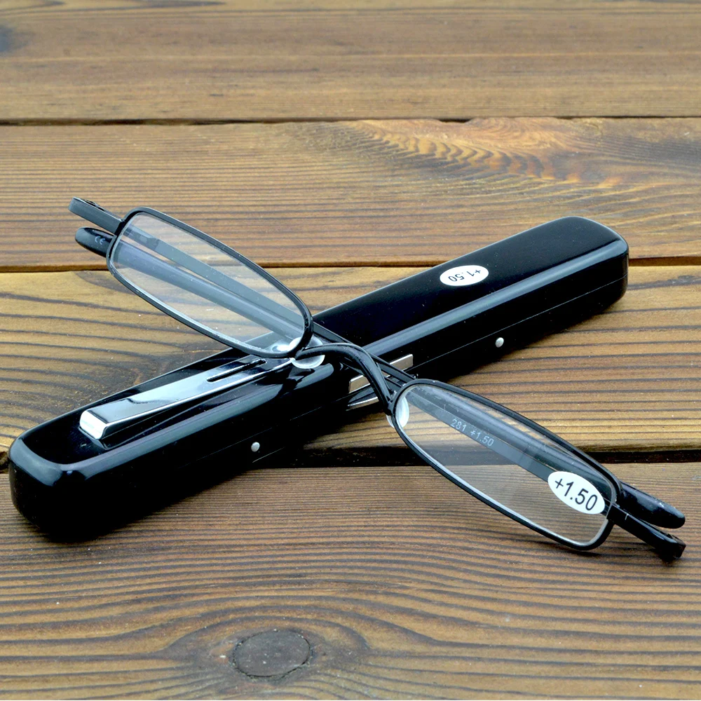 

Alloy Super Narrow Portable Fashion Reading Glasses Include Metal Portable Pen Type Glasses Case +0.75 +1 +1.25 +1.5 +1.75 To +4