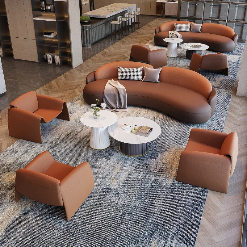 

Office Negotiation Hotel Lobby VIP Club Curved Sofa Modern Simple 4S Store Commercial Rest Area Reception