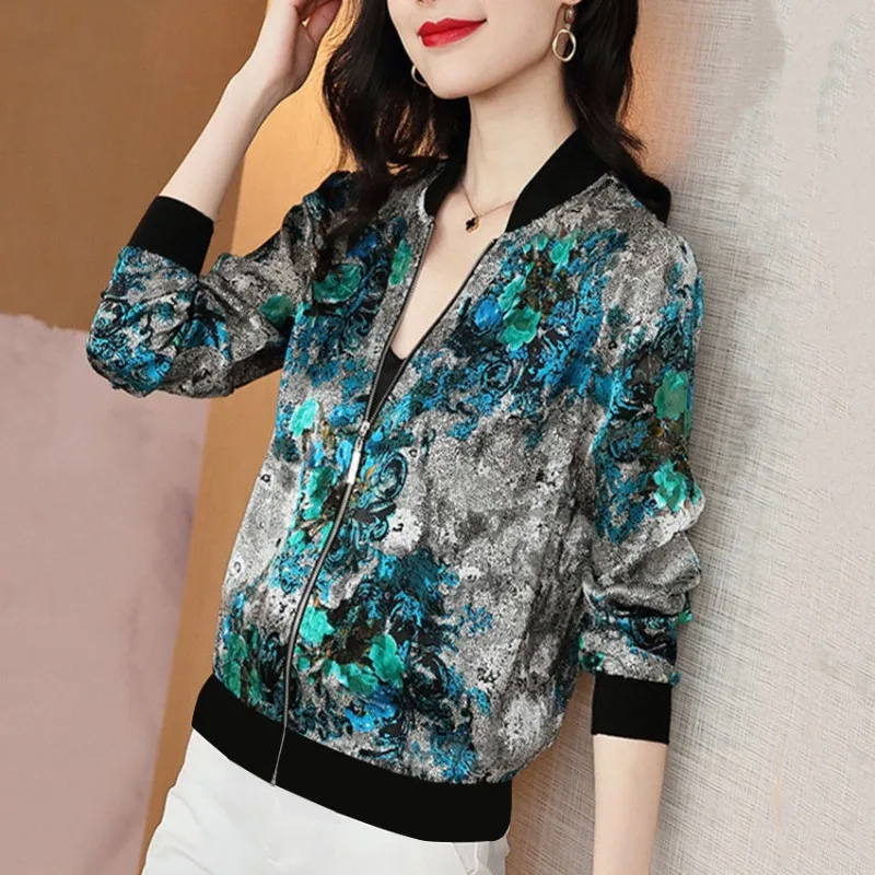 

Jacket Woman Loose Short Styles Cardigan Summer Outdoor Zipper Chiffon Long Sleeve Outerwear Flattering Plus Size Women's Jacket