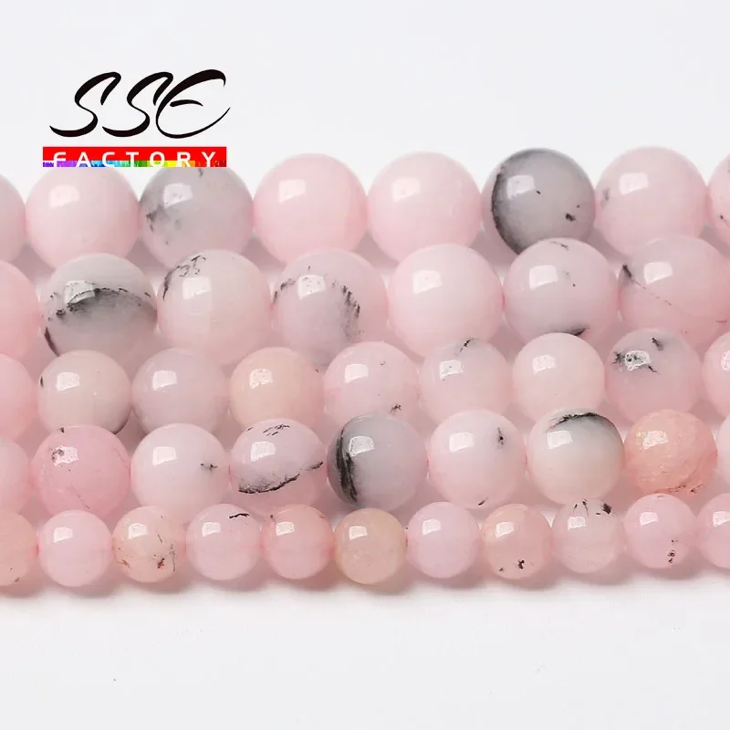 Natural Pink Opal Stone Beads For Jewelry Making Round Loose Spacer Beads Diy Bracelet Accessories 4 6 8 10 12MM 15