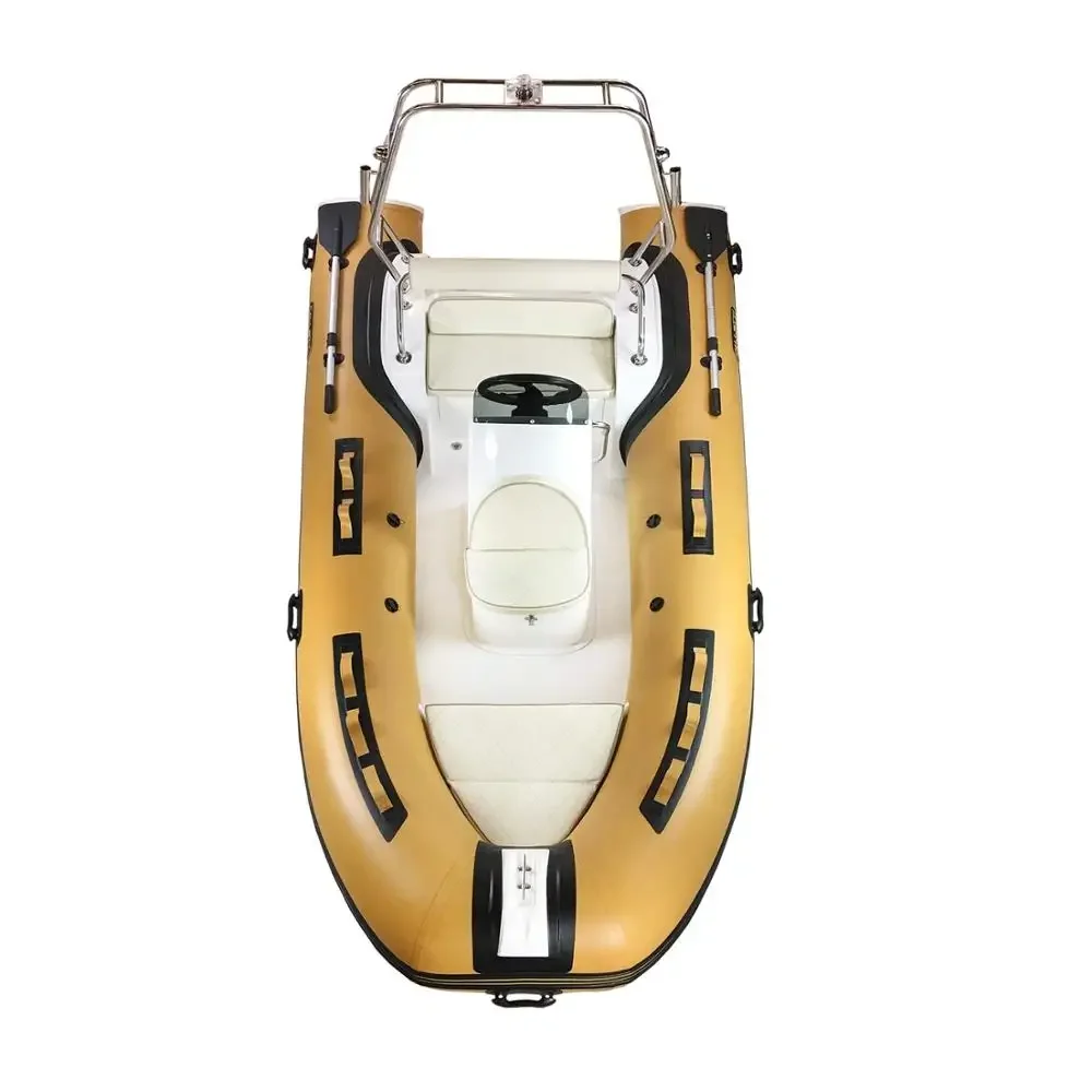 Fiberglass Plastic Inflatable Boat, Aluminum Alloy/marine Plywood Floor, 3.3m/3.6m/3.9m with Outboard Motor Available for Adults