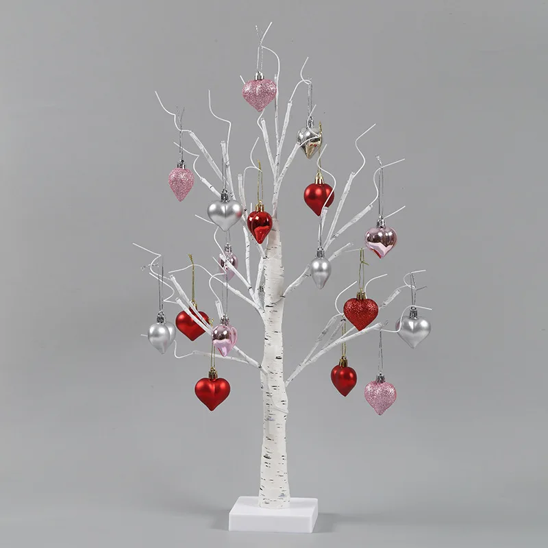 60 cm LED Birke Baum Nachtlicht Bunte Herz Hängen Baum Anhänger Weihnachten Hochzeit Party Dekoration Valentinstag Geschenke – Detail 8