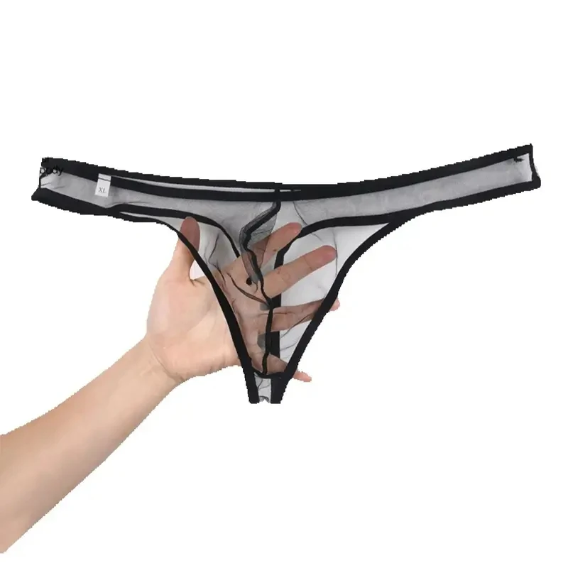 3PCS Solid Color Mesh sexy lightweight Casual Sports Men's Breathable Low Waist Semi Transparent Fashionable Thong