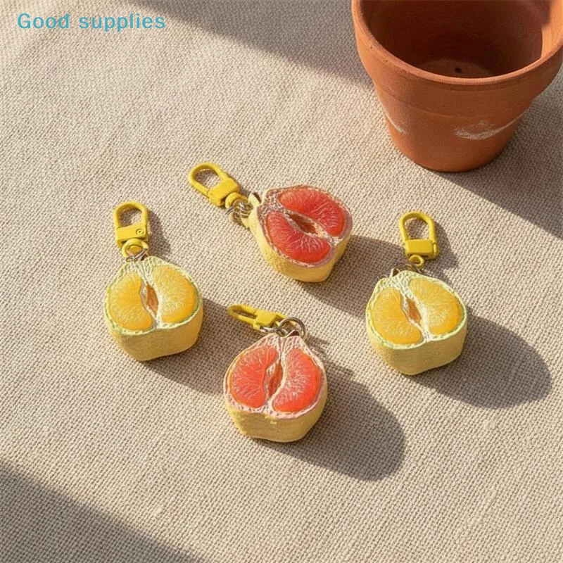 nimble3D Simulated Lemon Grapefruit Slice Keychain Cute Fruit Shape Pendant for Backpack Handbag Kids Party Favorobject