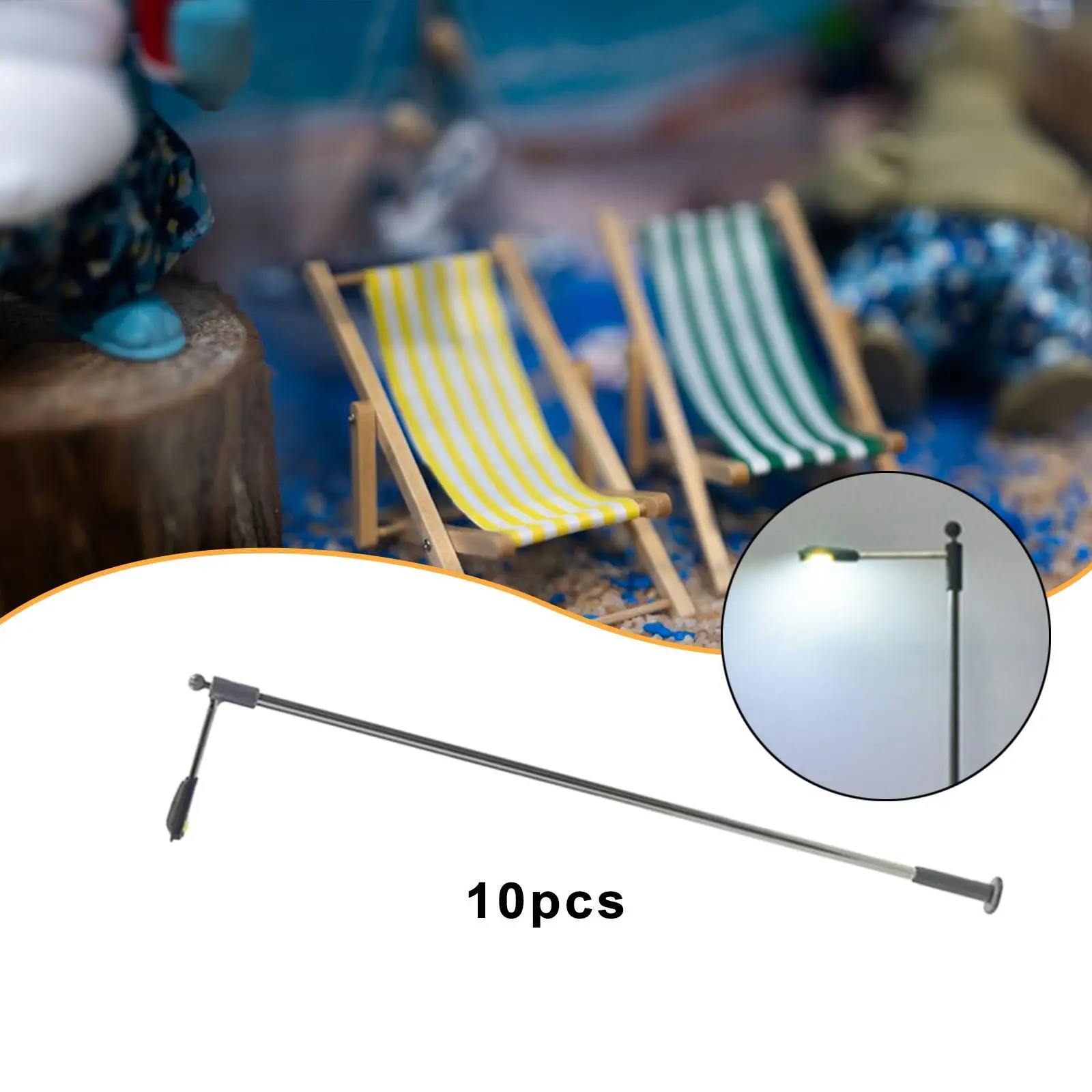 

10 Pieces Model Railway Train Lamp Posts 1/75 LED Street Lights Miniature Scenery Accessories for Sand Table Architecture Models
