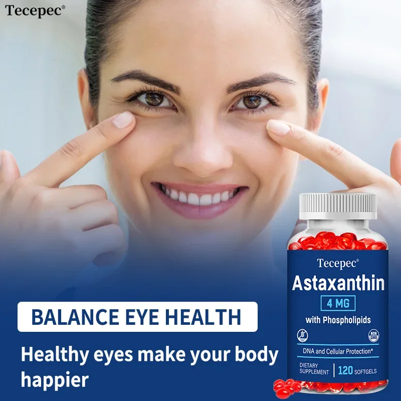 Astaxanthin 4 Mg - with Phospholipids, Supports DNA and Cell Protection, Eye Health, Heart Health and Immune System Support