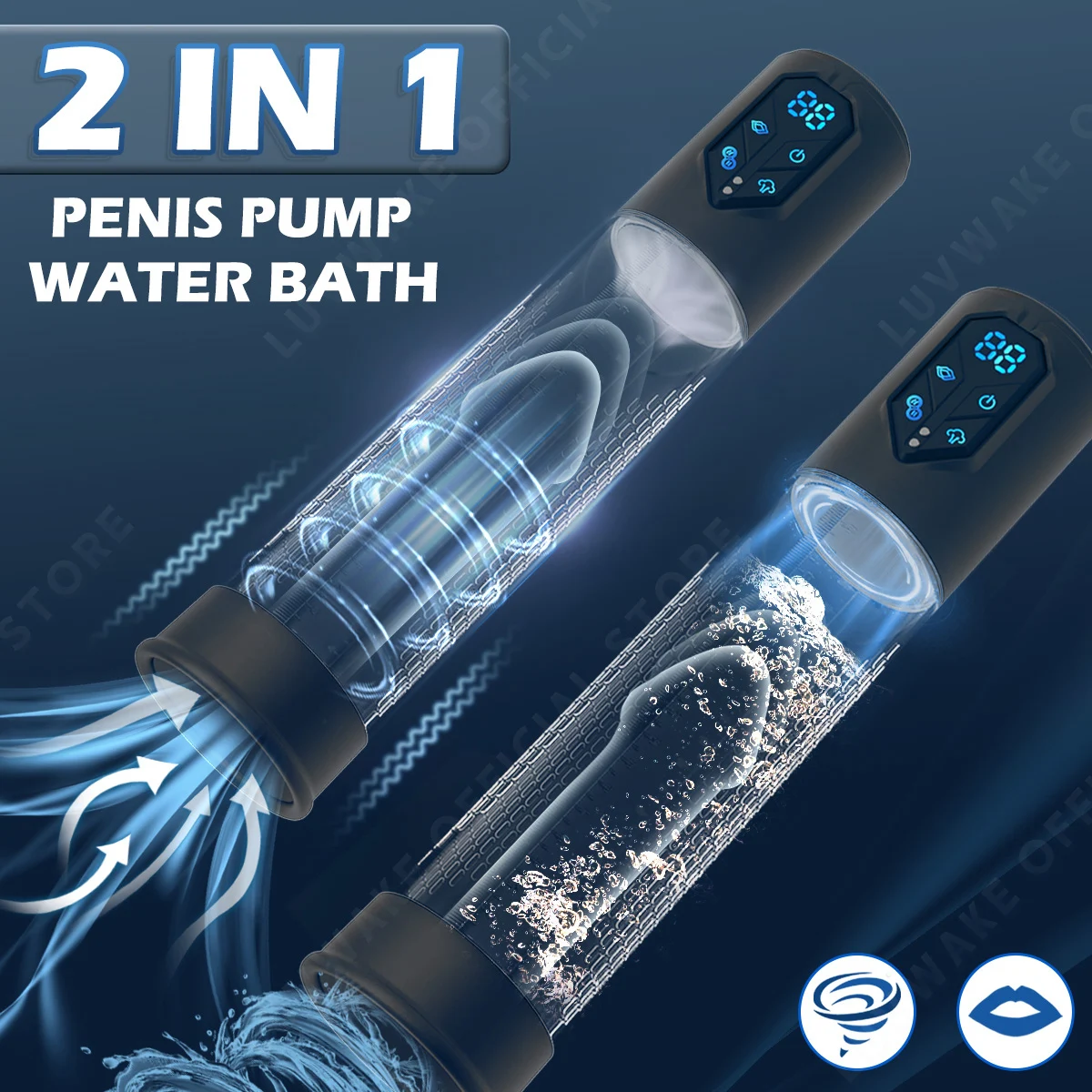 IPX7 Waterproof Electric Penis Pump for Enlargement Man Vacuum Pump Enlargement Extend Pump 4 Suction Levels 2 Silicone Sleeves