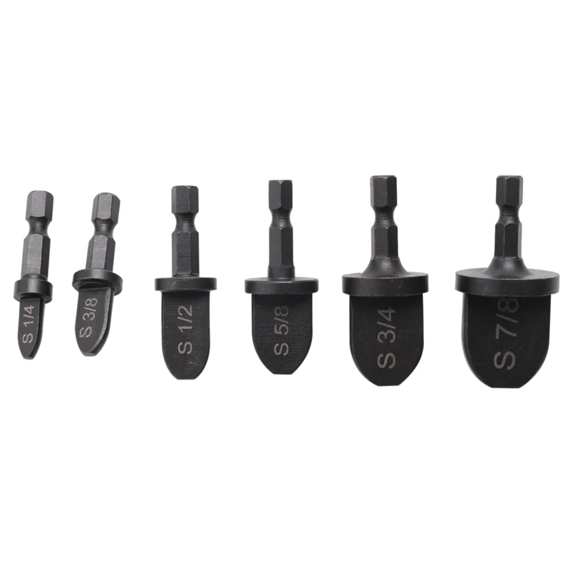 

6 Pcs Hex Handle Air Conditioner HVAC Tools Multifunction Manual Bearing Steel Swaging Tool Drill Bit Set