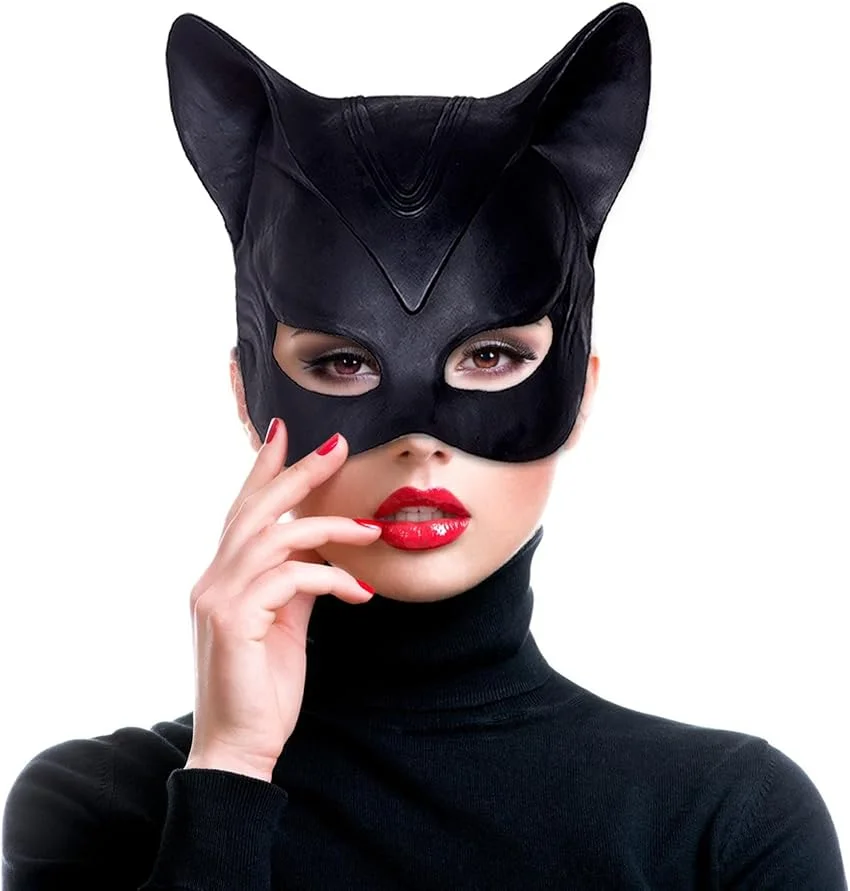 

Sexy Cat Mask Cosplay Selina Kyle Latex Mask Superhero Movie Cosplay Costume Halloween Party Masks Makeup Ball Batman Mask